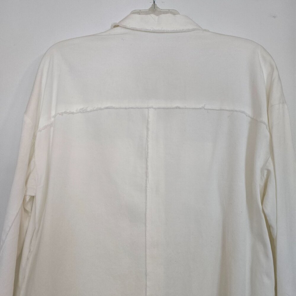 NWT Willow & Clay White Pearl Ebellished Denim Shirt Shacket LS Size Small - Picture 8 of 16